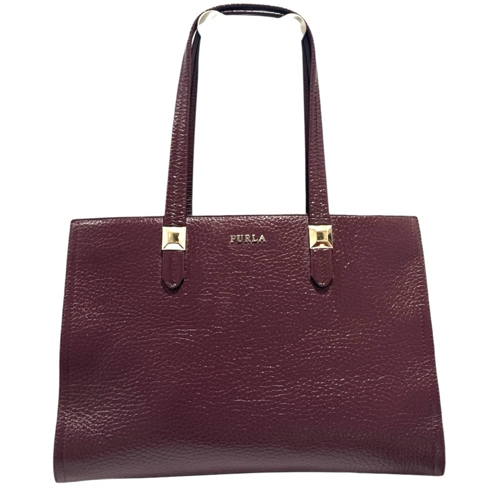 Authentic Furla Amina Small Pebbled Leather Tote – Bordeaux / Burgundy